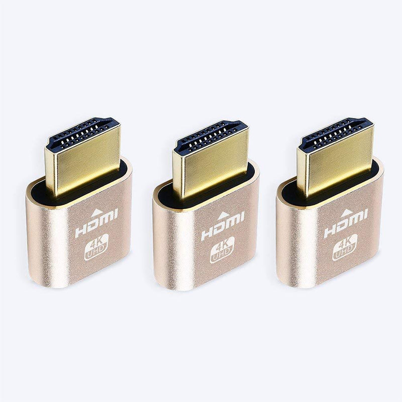 DTECH HDMI Dummy Plug 4K Display Emulator Compatible with Windows Mac OSX Linux (fit-Headless, 3 Pack)