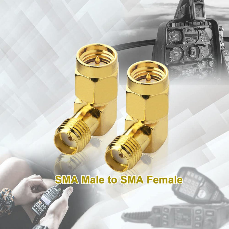 onelinkmore 4G SMA Adapter SMA Male to Female RF FPV Antenna Adapter SMA WiFi Antenna Cable Connector Right Angle Adapter for 2G 3G 4G LTE Antenna Router ham Radio DAB WLAN LAN Coax Cable Pack of 2