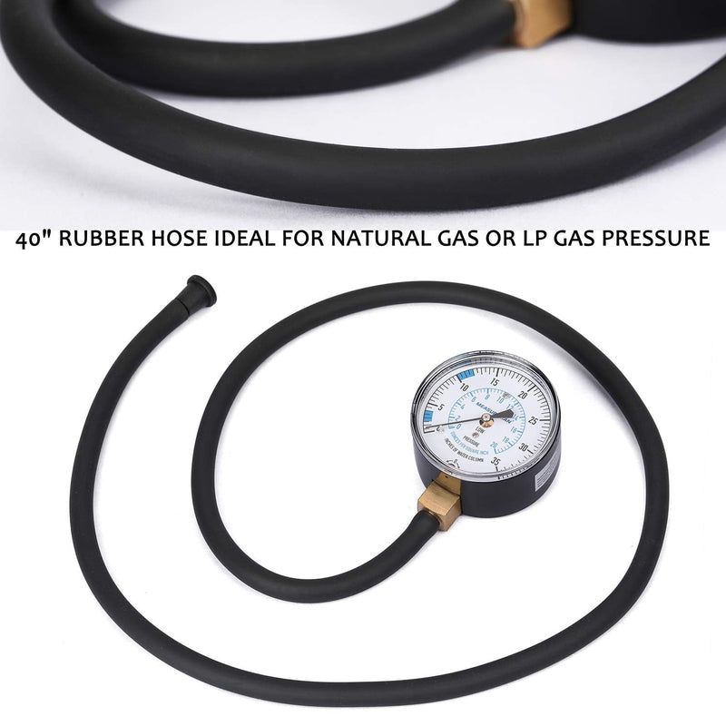 MEASUREMAN Natural Gas or LP Gas Manifold Pressure Test Kit, 0-35 "W.C., 1/4"NPT, 40" Length Hose 0-35inH2O Pressure Test Kit