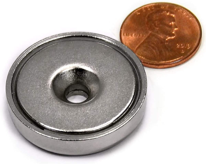 88 LB Super Strong Neodymium Cup Magnets Dia 1.26" w/ #10 Countersunk Hole Plus Matching Strikers & Screws. Made of Neodymium Magnets - Great Round Base Mounting Magnets Super Powerful 2 Packs Cup Magnet 2 pks