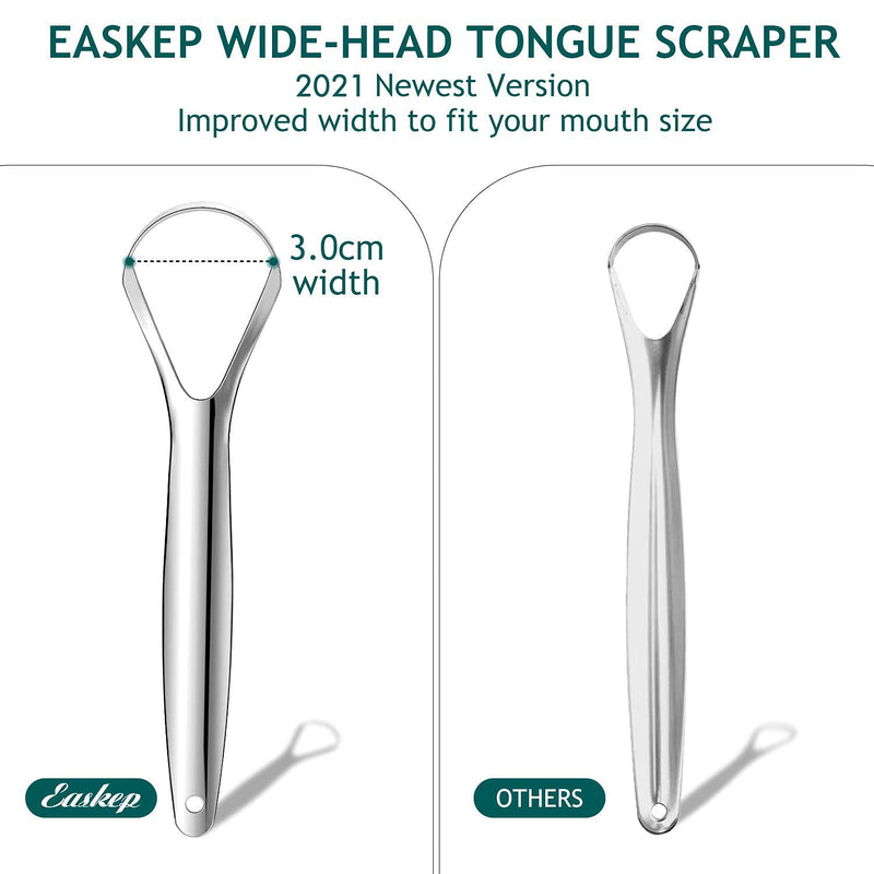 2Pack Tongue Scraper Cleaner for Adults - Easkep Fights Bad Breath 100% Stainless Steel Tongue Scrapers Cleaners with Travel Case Professional Tongue Cleaners for Adults Men Women Kids