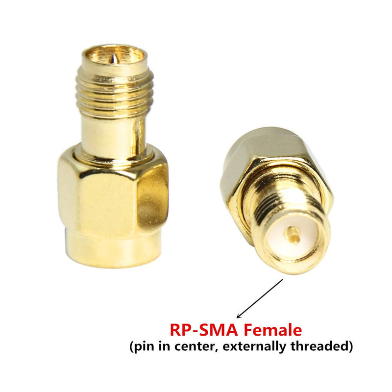 SMA to RP-SMA Adapter, 5-Pack SMA Male Pin to RP-SMA Female Pin Adapter Connector RFAdapter for LTE Router, WiFi Antennas, FPV Drones, Camera