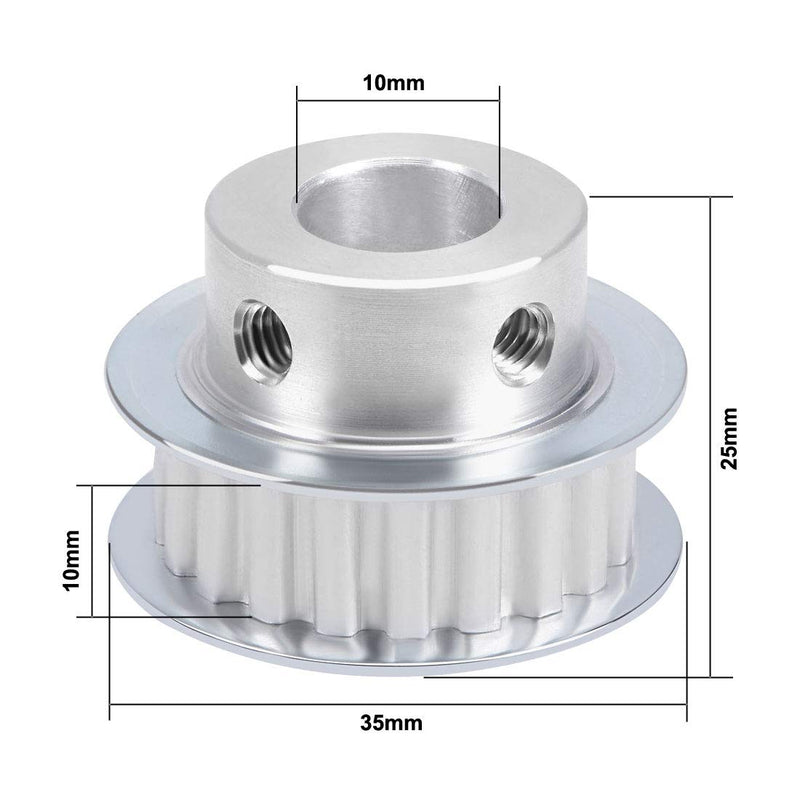 uxcell Aluminum XL 20 Teeth 12mm Bore Timing Belt Pulley Flange Synchronous Wheel for 10mm Belt
