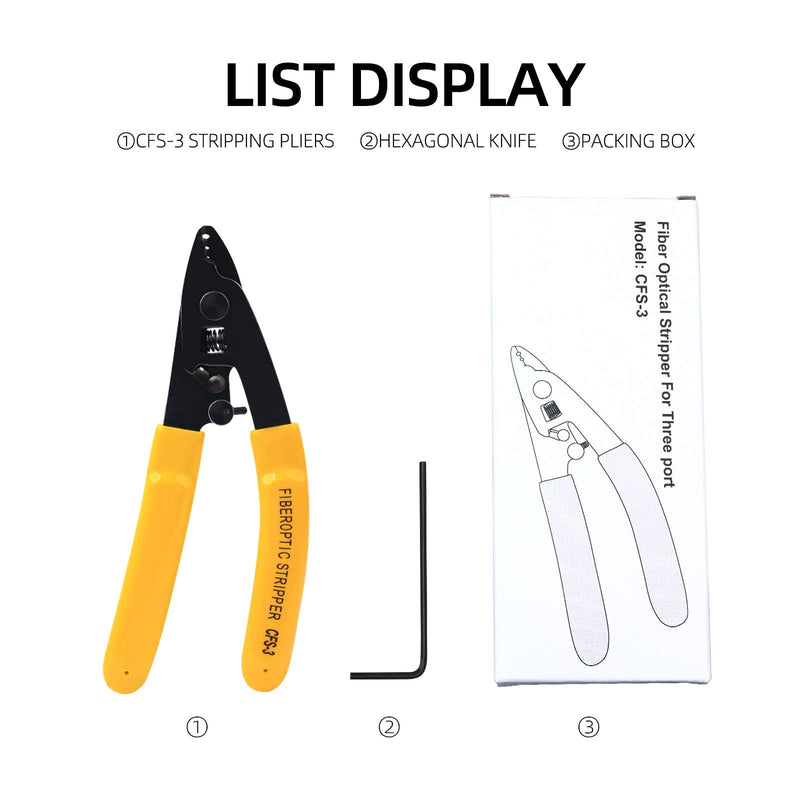 CFS-3 Fiber Optic Stripper three hole pigtail pliers upgraded For stripping 125μm 250μm fiber coating