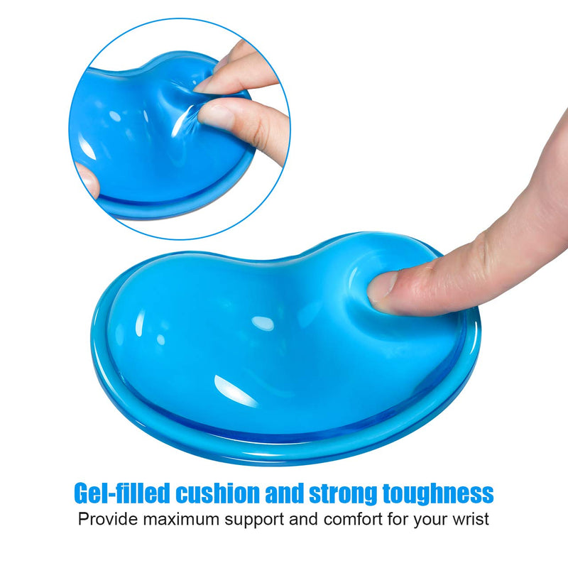 JIKIOU Soft Silicone Gel Mouse Wrist Rest Pad Cool Hand Pillow Cushion, Mouse Wrist Support, Ergonomic, Heart-Shaped Translucence 2 Pack, Blue, 4.3x2.7inch, Small Size