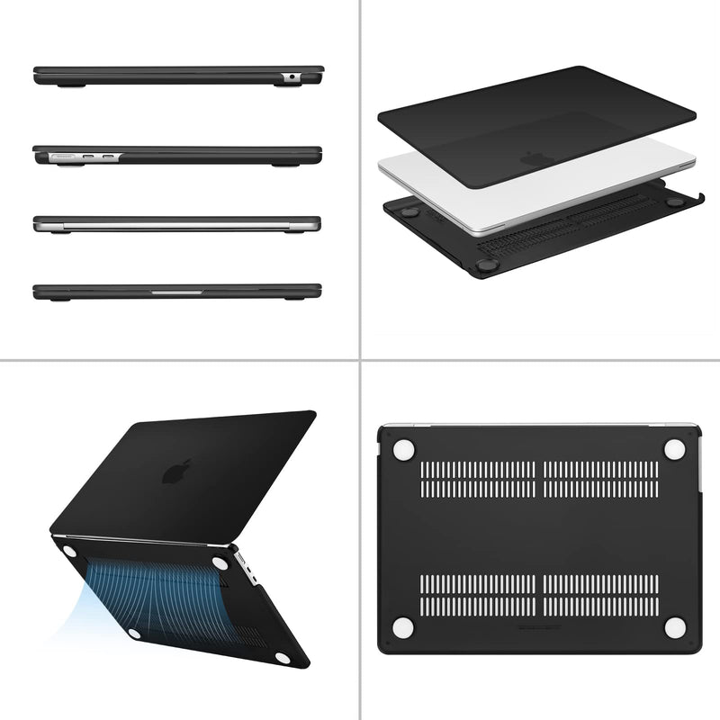 MOSISO Compatible with MacBook Air 13.6 inch Case 2022 Release A2681 M2 Chip with Liquid Retina Display & Touch ID, Protective Plastic Hard Shell Case Cover, Black
