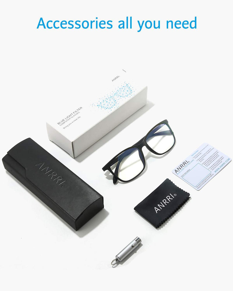 ANRRI Blue Light Blocking Glasses Lightweight Eyeglasses Frame Filter Blue Ray Computer Game Glasses Classic Black