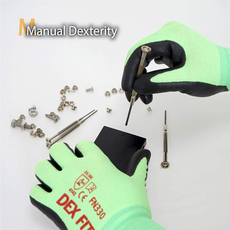 DEX FIT Touchscreen Capable Medium-Duty Nitrile Work Gloves FN330 with Spandex for Strong Grip and Protection; 3D-Comfort Fit Around Hands; All-Purpose Utility Gloves; Lightweight; Machine Washable, Green 9 (L) 3 Pairs Large (3 pairs) Fn330 Green