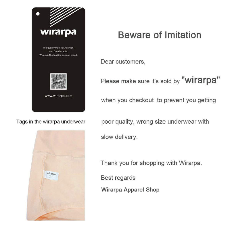 wirarpa Women's High Waisted Cotton Underwear Ladies Soft Full Briefs Panties Multipack X-Small Black Beige-4 Pack