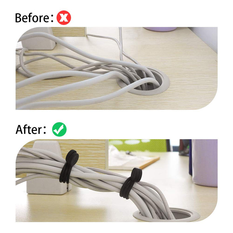 SMART&COOL Reusable Silicone Magnetic Cable Ties/Magnetic Twist Ties for Bundling and Organizing, Can Be Used in Many Ways or Just for Fun, 7.16'', 20Pack, Black