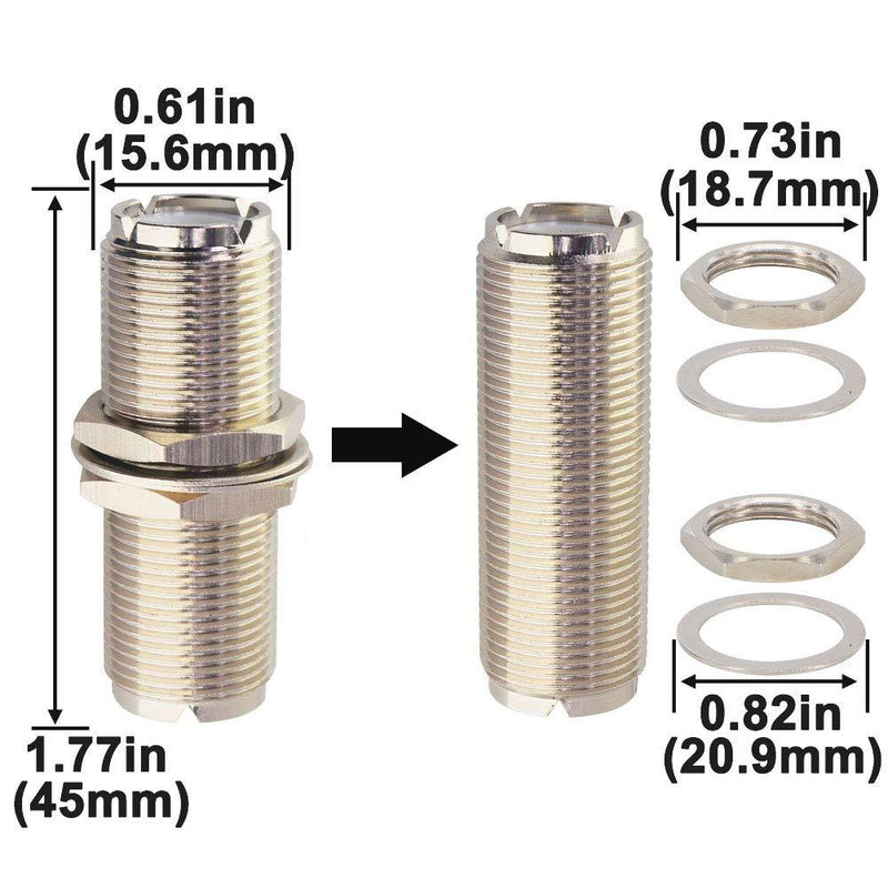 BOOBRIE UHF Bulkhead Connector RF UHF Coax Adapter UHF Female to UHF Female Connector SO239 to SO239 Bulkhead Connector Low Loss Female to Female Coax Adapter 4.5 cm Pack of 2