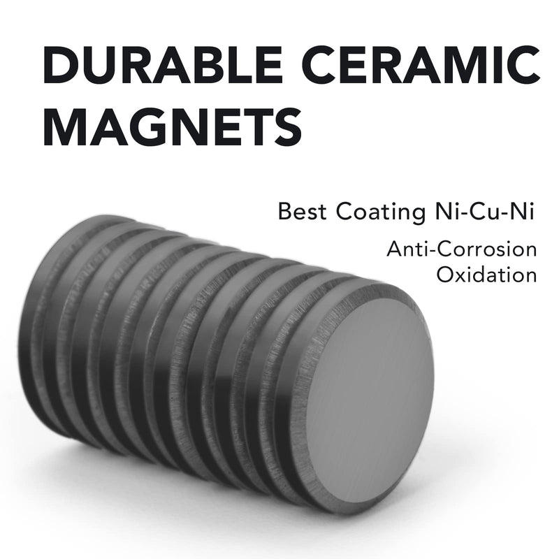 TRYMAG Ceramic Magnets for Crafts, Small 18mm (.709 inch) Round Disc Crafts Magnets with Adhesive Backing, Flat Circle Ferrite Industrial Magnets for Crafts, DIY, Science, Hobbies, Project - 20 PCS 20Pcs