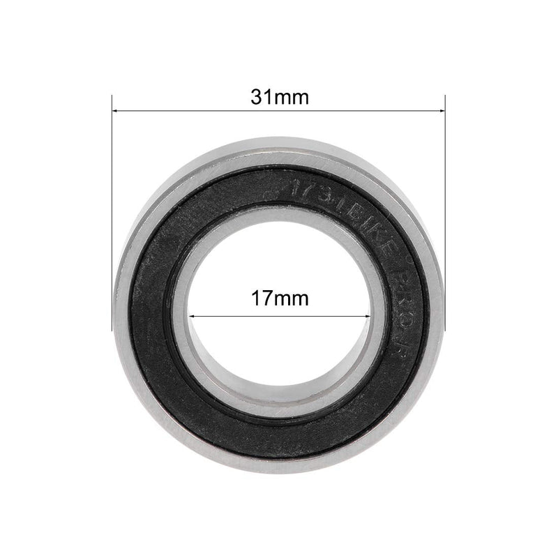 uxcell 173110-2RS Deep Groove Ball Bearings 17mm x 31mm x 10mm Double Sealed Chrome Steel P0(ABEC1) 4pcs