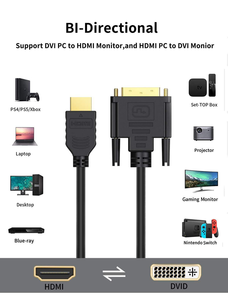 HDMI to DVI Extension Cable 0.5ft Short , CableCreation Bi-Directional 4K HDMI Female to DVI-I(24+1) Male Adapter, 1080P DVI-D to HDMI Conveter, for PC,TV Box, PS5, Blue-ray, Xbox,Switch Male to Female-1PACK