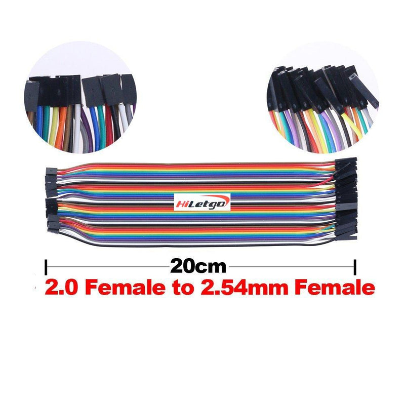 HiLetgo 200pcs/5x40pcs Breadboard Jumper Wires Dupont Wire Male to Male, Male to Female, Female to Female, 2.54mm to 2.54mm, 2.54mm to 2.0mm, 2.0mm to 2.0mm 20CM Cables Assortment Kit for Arduino DIY