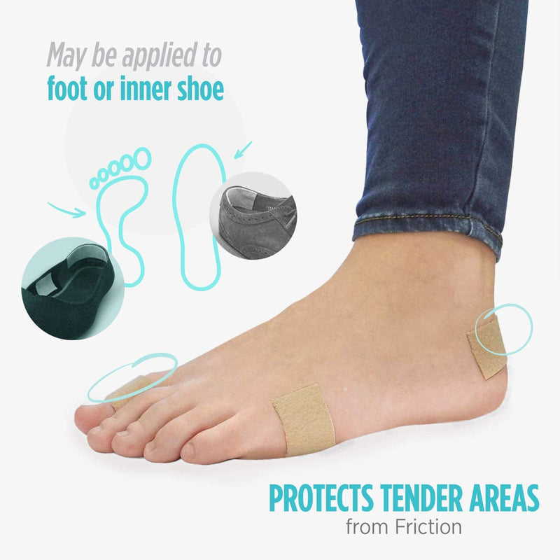 Comfort Zone Super Moleskin Padding, Protects Tender Areas of The Foot from Friction, Light Brown, 3 Count, Pack of 3