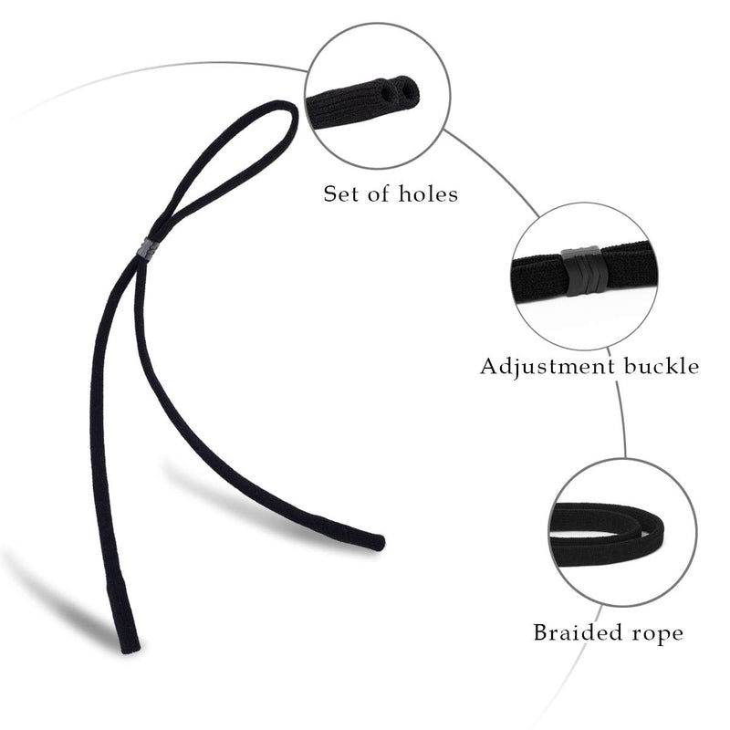 Glasses Strap- Sports Glasses Holder (Pack of 6) Unisex Sunglass Strap ,Soft Comfortable Eye Glasses String Strap for Men Women 6 Pack（black）