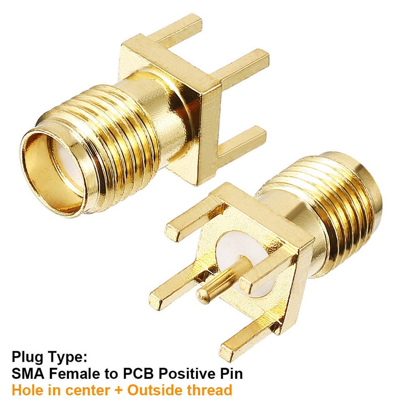 bnafes SMA Female PCB Panel Edge Mount Connector Straight Solder RF Coaxial Adapter Vertical Thru Hole Goldplated 15Pcs