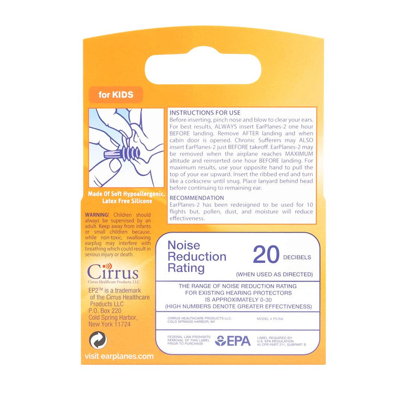 eP2 for Kids by Cirrus Healthcare 1 EarPlanes Reusable Pair (1 Reusable Pair) 1 Reusable Pair