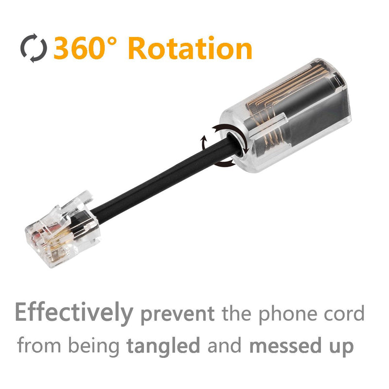 Telephone Cord Detangler, Uvital Anti-Tangle Telephone Handset Cable 360 Degree Rotating Landline Swivel Cord Untangler Black (4 Pack) Wired