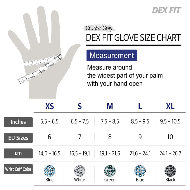 DEX FIT High-Duty Cut Resistant Gloves Cru553 with Level 5 Cut Protection; 3D-Comfort Fit Around Hands; Power Grip for Work; Touchscreen Capable; Perfect for Machine Washable, Grey 7 (S) 1 Pair Small (1 Pair) Cut 5 Cru553 Grey
