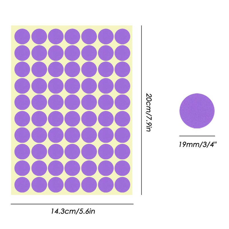 2800 pcs 3/4" Round Coding Circle Dot Labels, SourceTon 20 Colors Neon Color Coding Dots Round Stickers