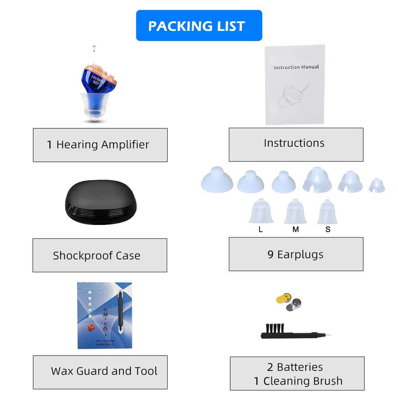IncenSonic Mini Sound Amplifier, Ear Sound Enhancer, Noise Reduction, Enhanced Speech, Feedback Cancellation, Suitable for Adults (Blue, Left)