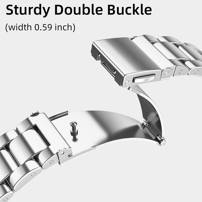 Lenrao Thin Stainless Steel Bands Compatible with Apple Watch 38mm 40mm 41mm 42mm 44mm 45mm for Women, Metal Straps for iWatch Series 8 7 6 5 4 3 2 1 SE Silver 38mm/40mm/41mm