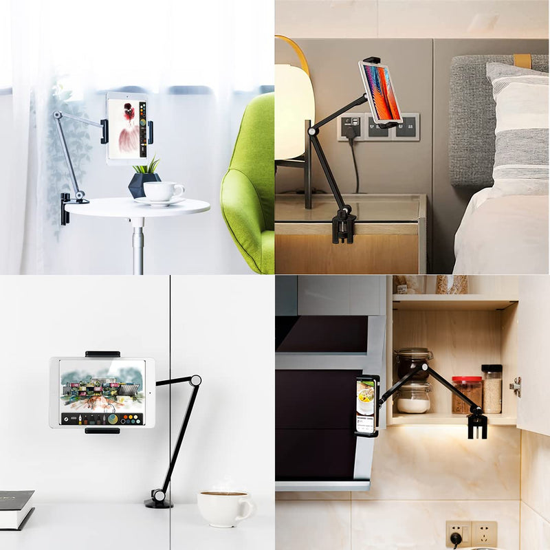 Surface Pro Mount, Tablet Holder, Inifispce Multi-Angle Adjustable Tablet Stand Holder for 4.7''- 13'' Screen Microsoft Surface Pro Series, iPad Pro 11 / 12.9, iPad, Mini, Air and More (Black) Black