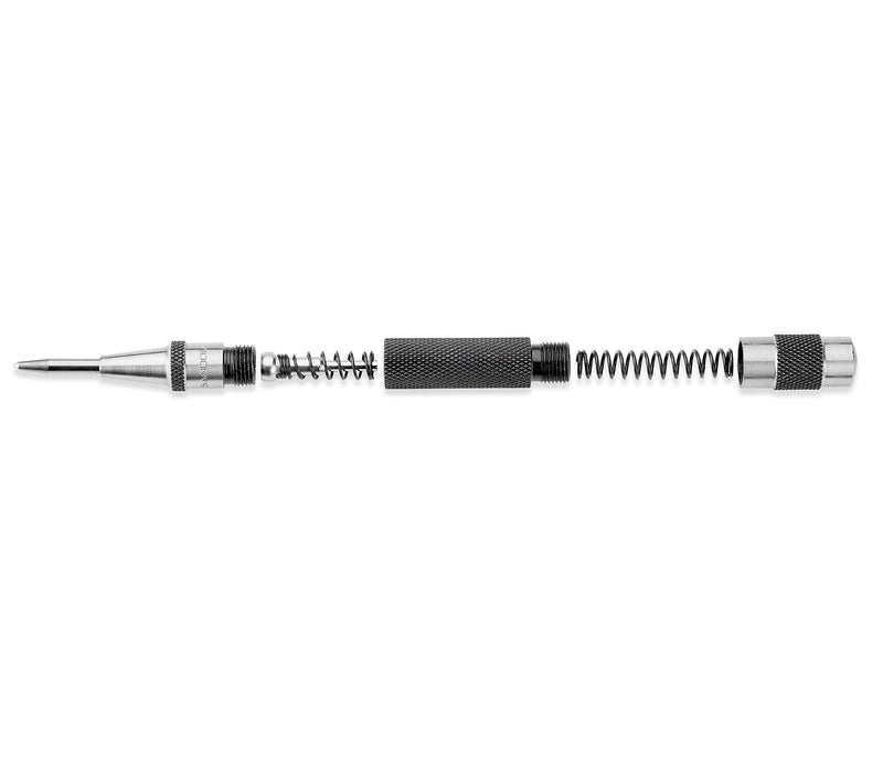 Heavy Duty Automatic Center Punch with Hardened Steel - Pack of 2 Premium Universal Metal Hand Tool for Machinists and Carpenters Spring Loaded with Adjustable Knurled Cap and Hard-Shell Carry Case
