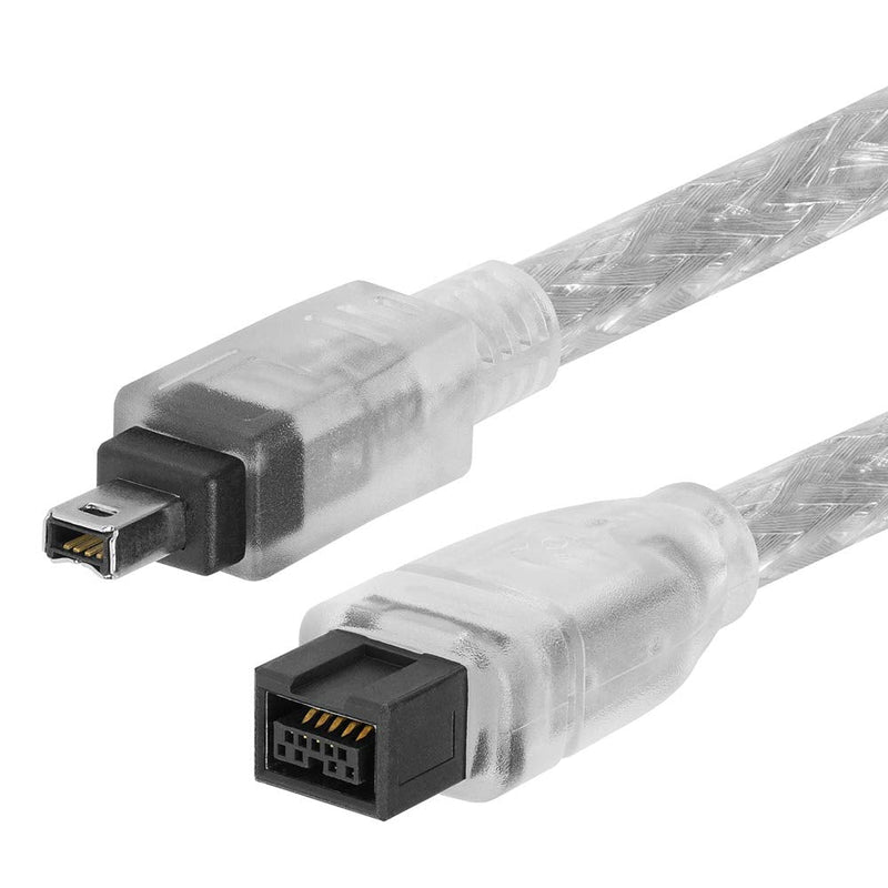 Cmple - 15FT Bilingual FireWire 800/Firewire 400 Cable - IEEE 1394 High Speed Firewire 9 Pin to 4 Pin Cable for MacBook Clear