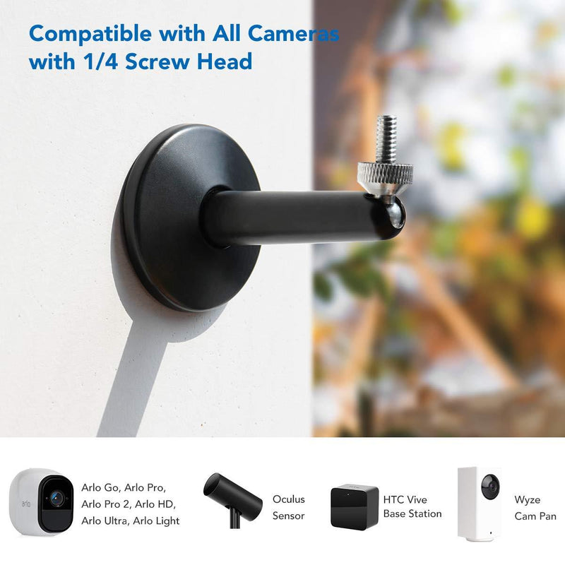 Oculus Rift Sensor Mount, KIWI design Adjustable Aluminium Alloy Ceiling/Wall Mount for Oculus Sensor, Valve Index/Vive Base Station, Arlo and Other Camera Models with 1/4 Inch Thread (2 Pack, Black) 2 Black