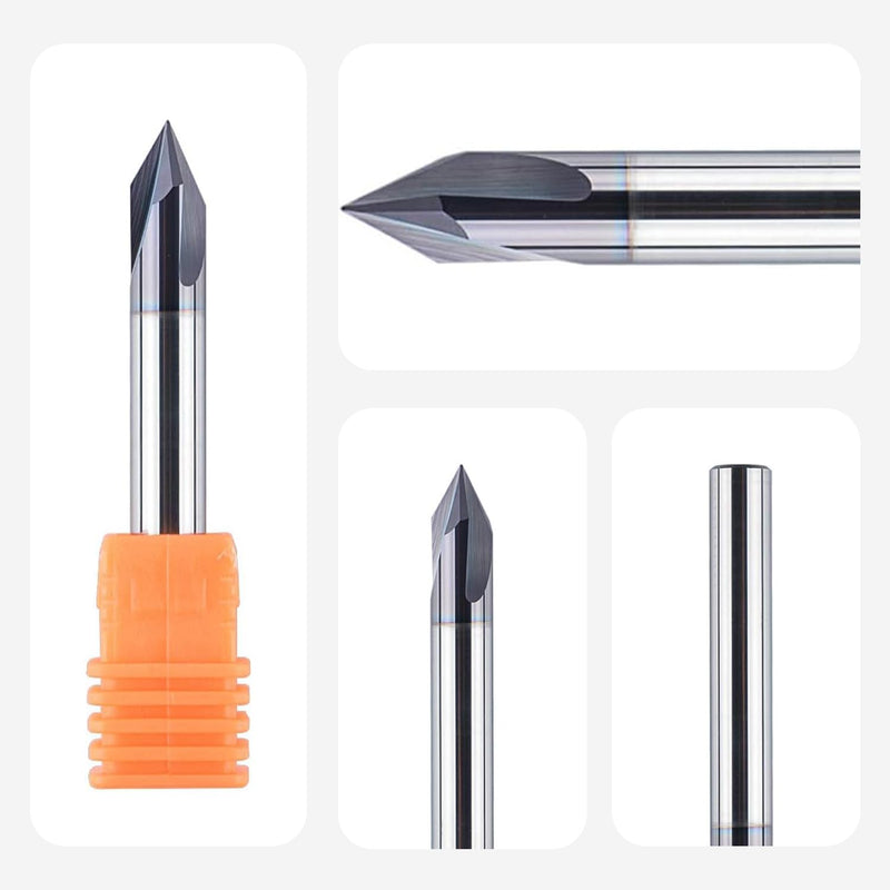 SpeTool chamfer cutter engraving cutter 3 flutes V groove cutter 6 mm shank 60 degrees solid carbide engraving end mill wood cutter with TiAlN coating CNC cutter for router for machine tools and chamfering ECP3F-D6.0-R60