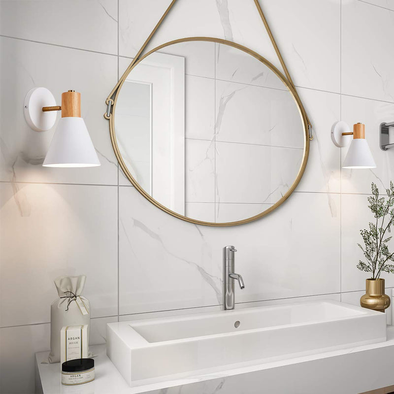Wall Sconces Lighting Fixture,White Adjustable Bedside Wall lamp for Industrial Bedroom, Bathroom Sink Lighting for Bedroom Hallway Living Room 1 Pack White No Switch