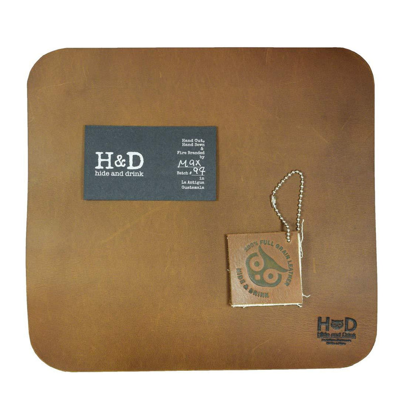 Hide & Drink, Thick Leather Dourable Mouse Pad for Office/Home Essentials, Handmade Includes 101 Year Warranty :: Single Malt Mahogany