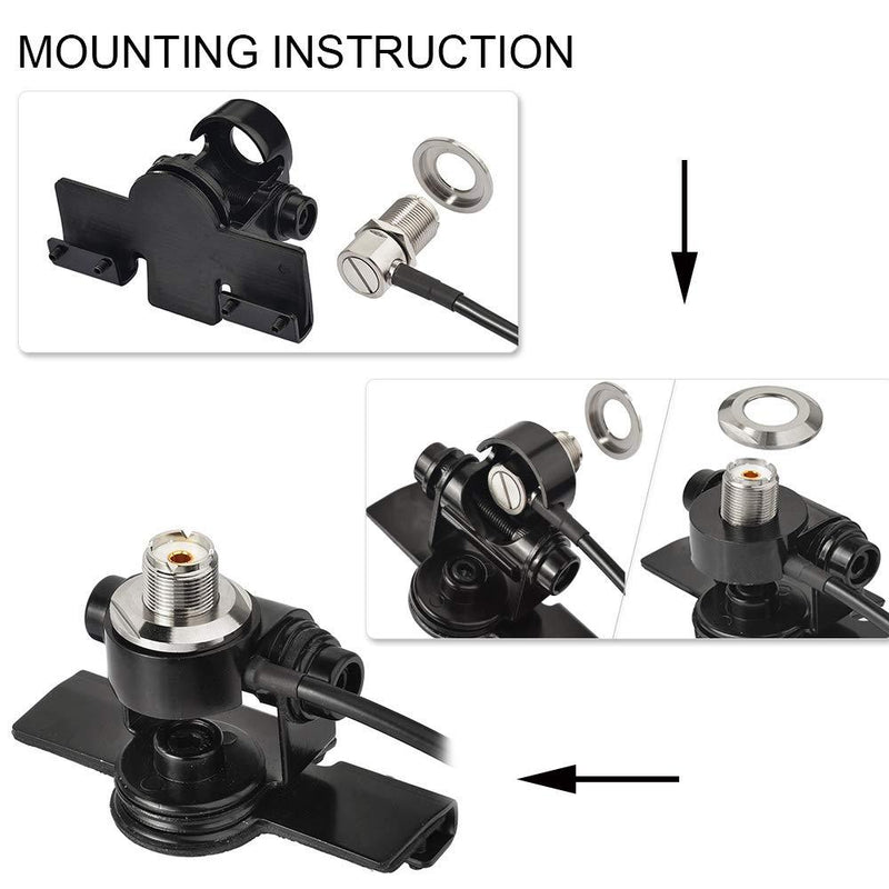 Bingfu Vehicle Mobile Radio Antenna Fix Bracket Mounting Lip Mount with 5m 16.5 feet UHF PL259 Male to SO239 Female Bulkhead Mount RG58 Cable for Car Truck Ham Radio Amateur Radio Antenna Lip Mount