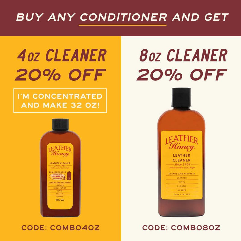 Leather Cleaner by Leather Honey: The Best Leather Cleaner for Vinyl and Leather Apparel, Furniture, Auto Interior, Shoes and Accessories. Concentrated Formula Makes 32 Ounces When Diluted! 4 Fl Oz (Pack of 1)