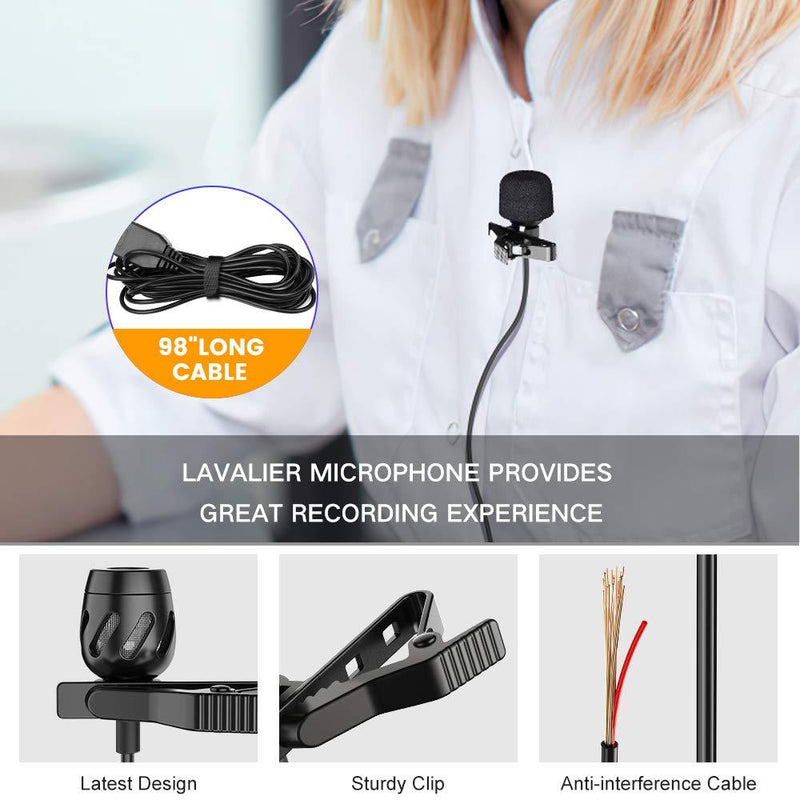 USB Lavalier Microphone, Lapel Microphone for Computer, USB-C Clip On Mic for YouTube, Recording, Podcasting, Gaming, Interview Omnidirectional Condenser Mic for PC, Laptop, Mac, Smartphone