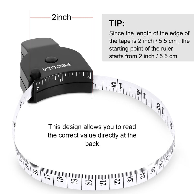 Body Measuring Tape 60 inch, Body Tape Measure, Lock Pin and Push Button Retract, Body Measurement Tape, White