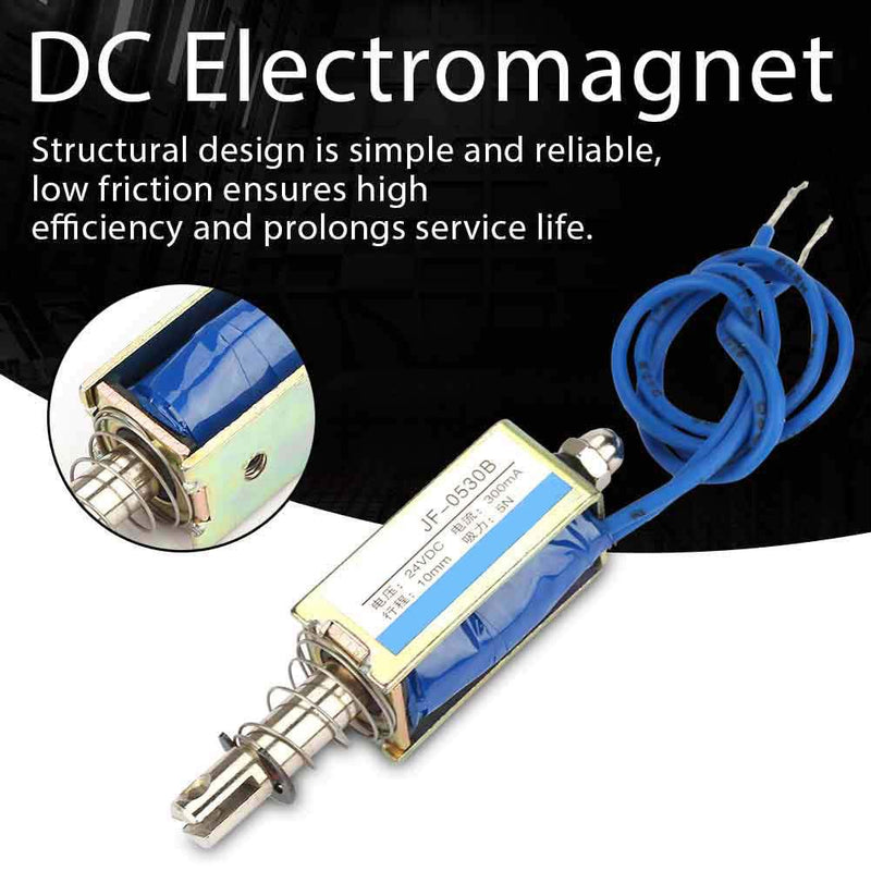 Electromagnet Magnet, JF-0530B DC 6/12/24V 5N 10mm Stroke Push Pull Type Open Frame, Electromagnet Automation Control 300mA 24V