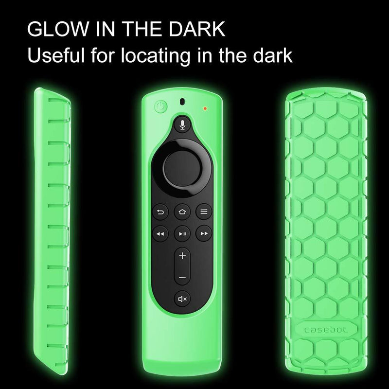 CaseBot Remote Case for Fire TV Stick 4K Max/Fire TV Stick (2nd and Later) / Fire TV Stick Lite/Fire TV Cube - Anti-Slip Silicone Cover for Alexa Voice Remote (2nd Gen and 3rd Gen), Green-Glow Green Glow in the Dark