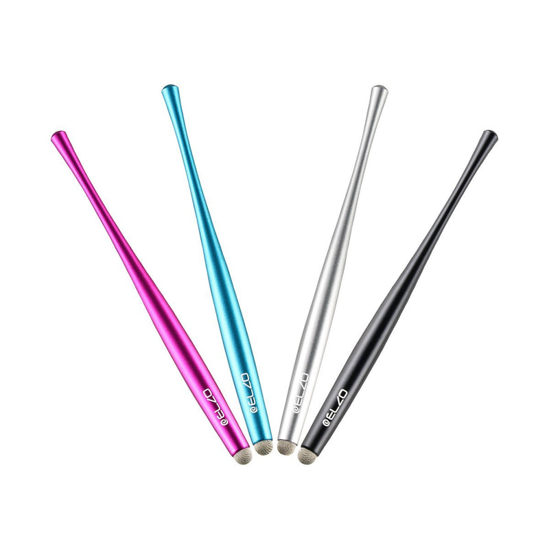 ELZO Capacitive Stylus Pens Premium Metal Slim Combo 4 Pcs with 6 Replacement Nanofiber Tips for Touch Screen Tablets Asus/Surface/Samsung/iPhone/iPad/LG and More (Black, Silver, Light Blue&Rose Red) 4 Pack Black, Silver, Rose red, Light Blue