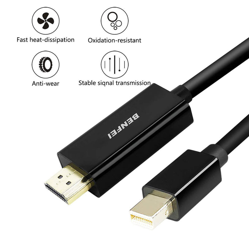 Mini DisplayPort to HDMI Cable, Benfei Mini DP to HDMI 6 Feet Cable (Thunderbolt Compatible) with MacBook Air/Pro, Surface Pro/Dock, Monitor, Projector Black