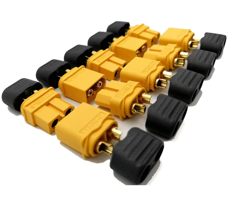 XT60 Connectors Female Male - Easy Solder Functional Wire Cover for DIY Custom Lipo Battery RC Car 3D Printer (10 Female + 10 Male)