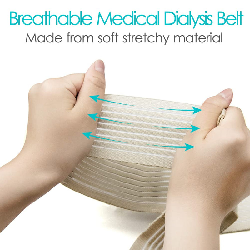 [2 Pack] PD Dialysis Belt Breathable Peritoneal Dialysis Accessories Peg J Tube Catheter Belts Holder Feeding Tube Supplies for Stomach Women Men Adults Beige Large (Pack of 2)