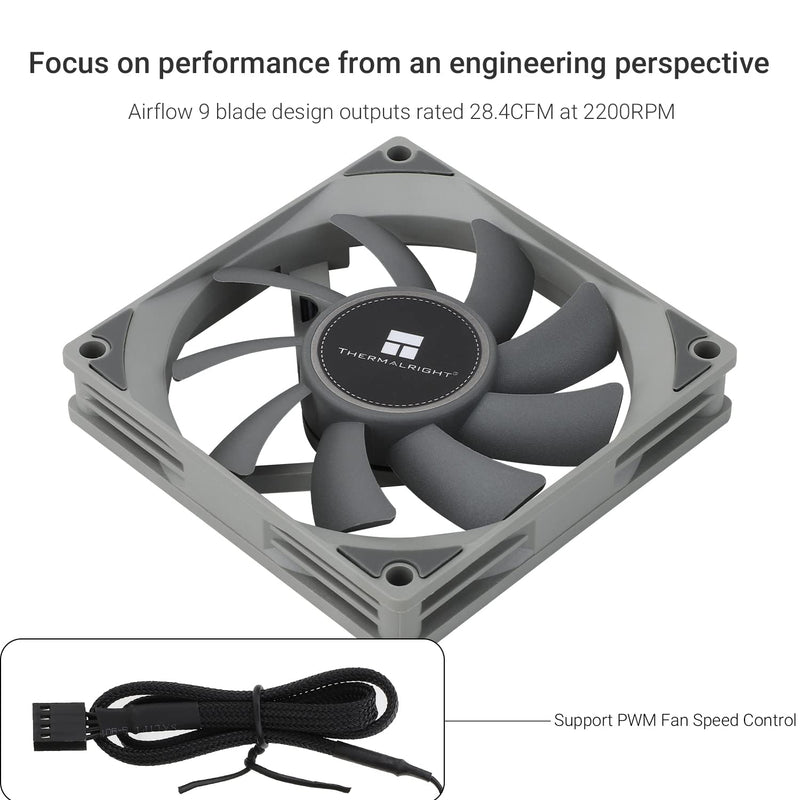Thermalright TL-8015 CPU Fan High Performance Cooler Fan 2200RPM,Low Noise 23.3dBA,4-PIN PWM Cooling Fan(80mm, Gray)