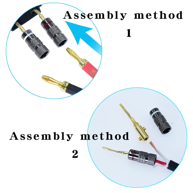 Screw-Type Connectors Deadbolt Flex Pin Banana Adapter Plug to 4mm Female Bananas Jack Center Surround Wire for Spring Loaded Speaker Terminals Inputs 4 Pack