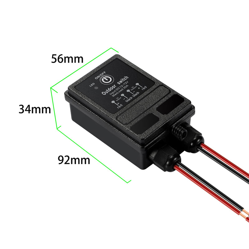 ZHOFONET Waterproof Remote Control Relay Switch,984ft Long Range Wireless Remote Switch,DC 12V-72V 40A Relay RF Remote Control Switches for Outdoor Light,Garage Door