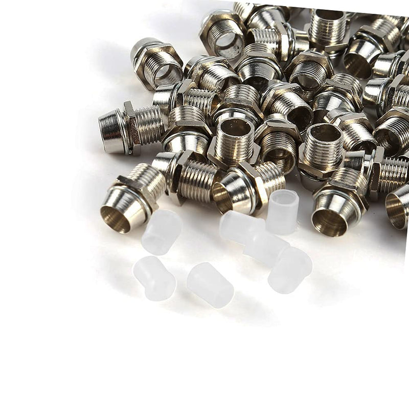 Panel Mount LED Holder, 5mm Light Emitting Diode LED Bezel Holder Panel Display for Mount Panel Display Socket Base Diode Lighting, 50 pcs Silver Color Thread Mount Size 8mm