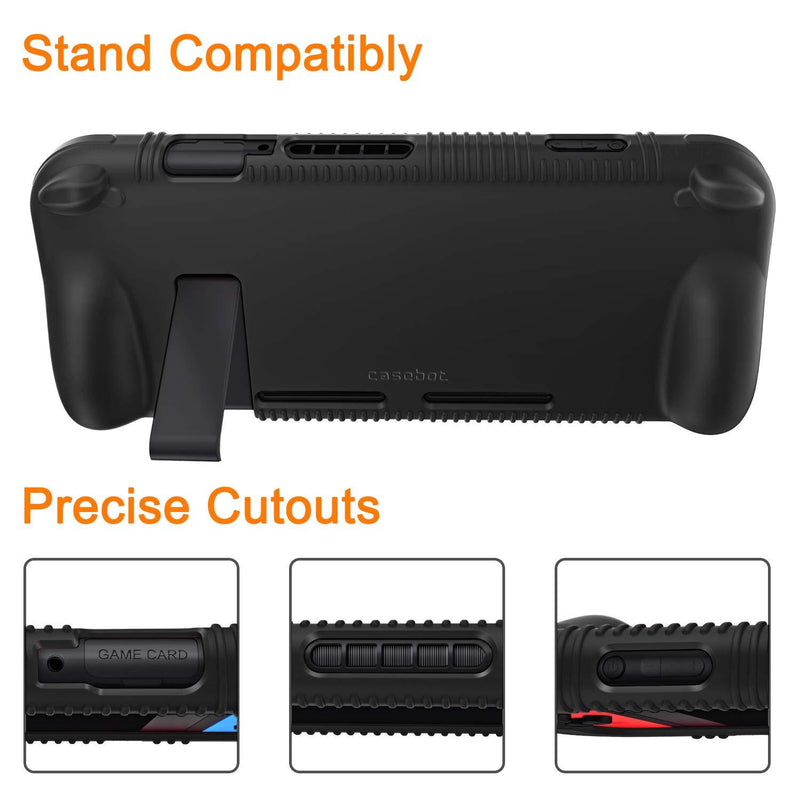 FINTIE Silicone Case Compatible with Nintendo Switch - Soft [Anti-Slip] [Shock Proof] Protective Cover with Ergonomic Grip Design, Drop Protection Grip Case (Black) Black